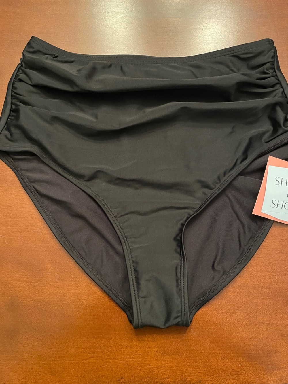 Shade & Shore Black High-Waist Ruched Bikini Bottoms